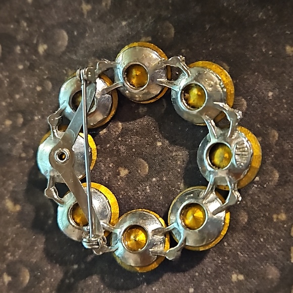 Vintage Silvertone Weiss Blue Rivoli Pin - Picture 3 of 3